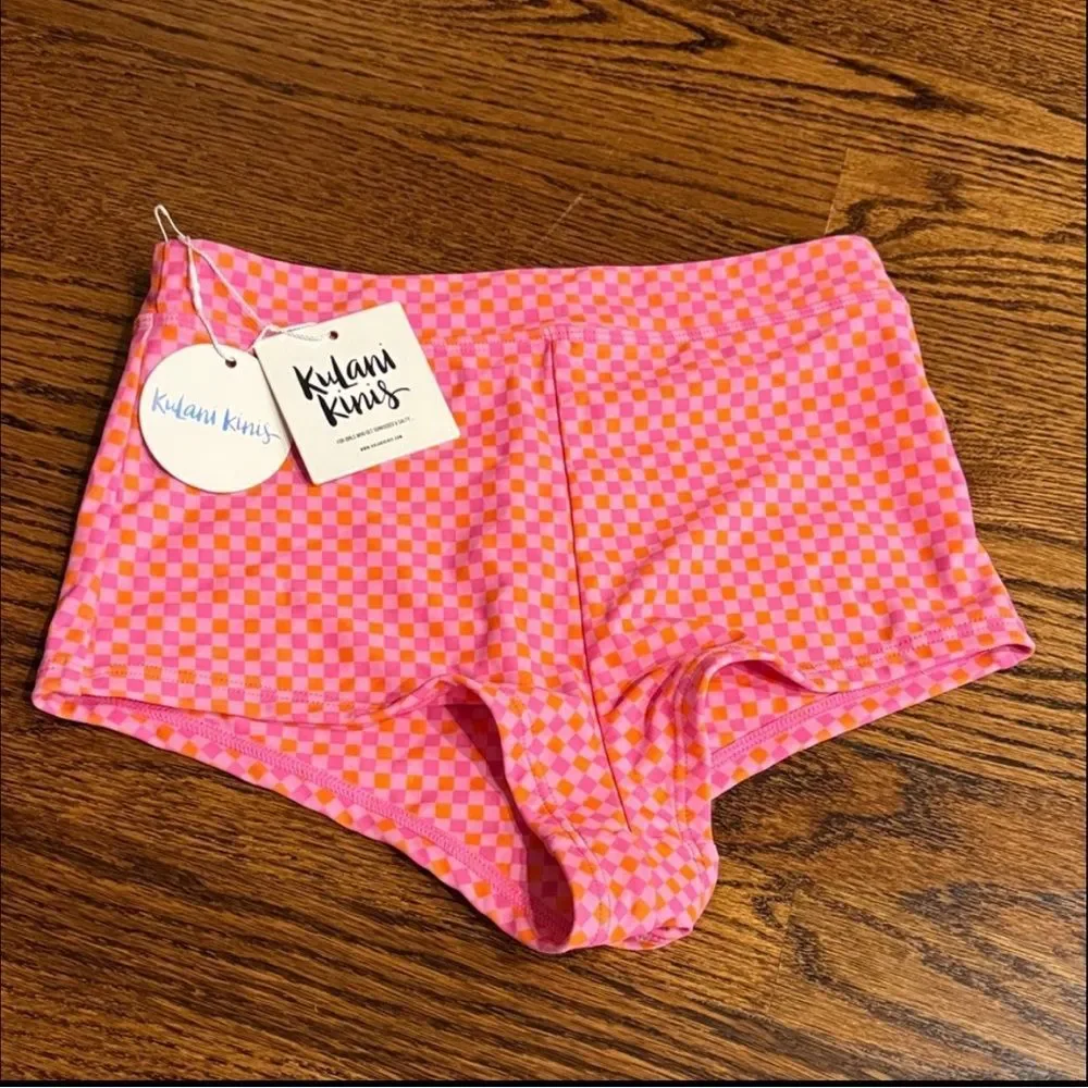 New Kulani Kinis Retro Bikini Bottom in Pinky Promise Size Small